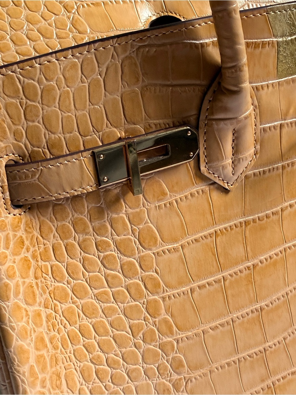 Hermès Birkin 30 Jaune Ambre alligator leather palladium hardware - Picture 7 of 11